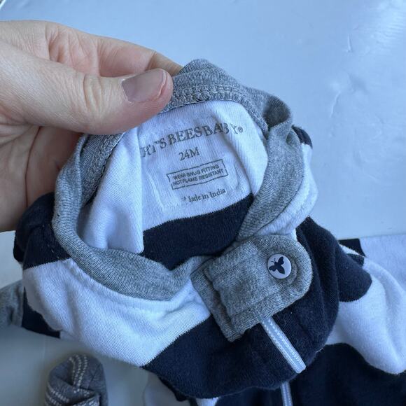 Burt's Bees Baby Blue Striped Sleeper - 24 Months - Picture 4 of 4